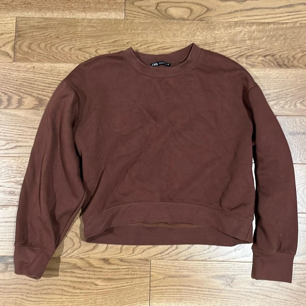 Women’s Brown Zara Crop Sweater Size Medium